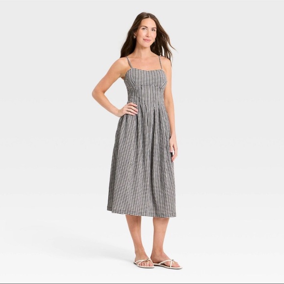 a new day Dresses & Skirts - Women's Textured Corset Midi Dress - A New Day™ Black Gingham 6